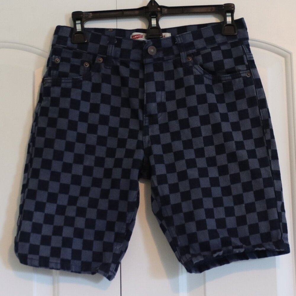 Levi's 502 Regular Tapered 100% Cotton Boys Checkered Shorts Size 14 Denim Kids